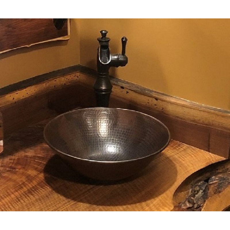 SimplyCopper Hand Hammered Metal Round Vessel Bathroom Sink & Reviews